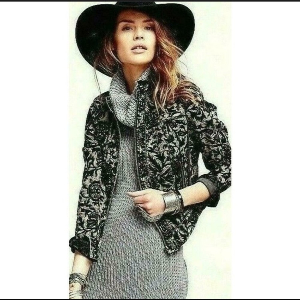 NWOT Free People Velvet Jacquard Moto Jacket
